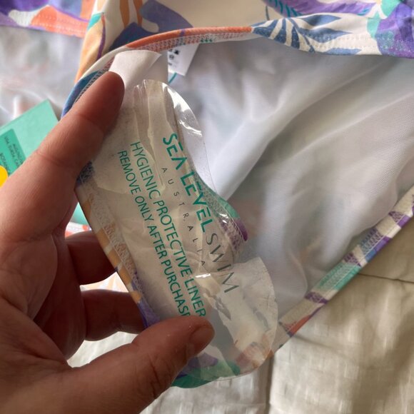 NWT Sea Level Botanica Cross Front Top + Mid Rise Bottom Swim Set 4-6 White - Picture 13 of 15